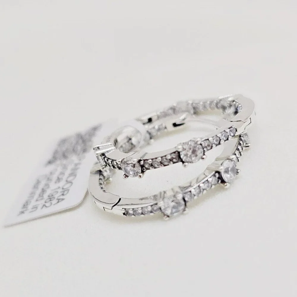 Pandora Sparkling Hoop Earrings NEW